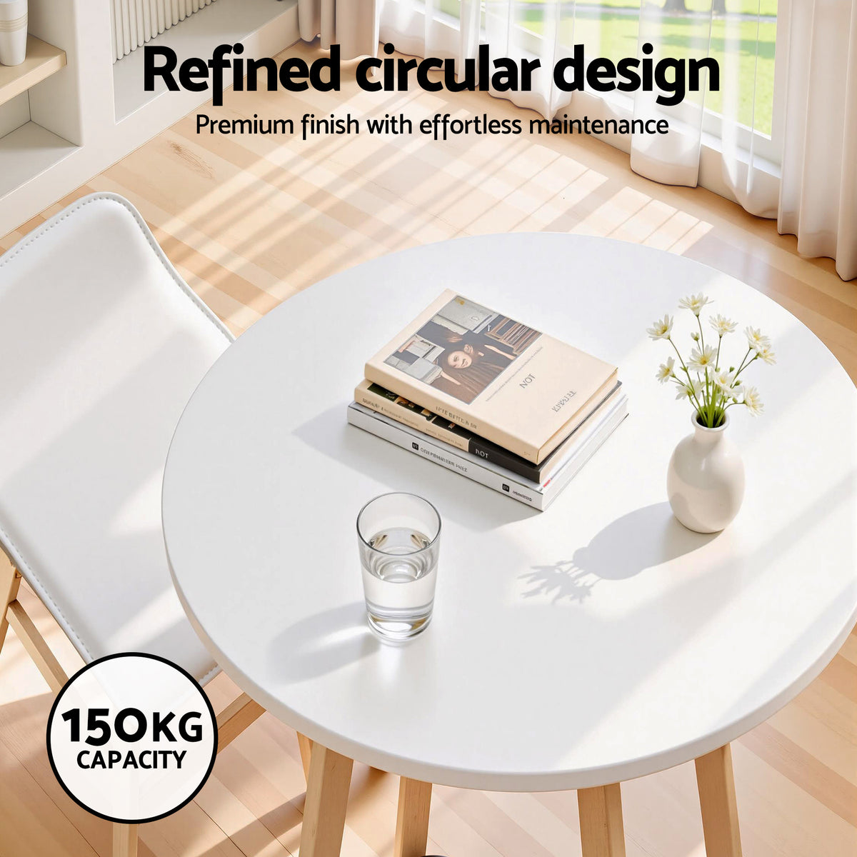 Round Bar Table | 98cm Height | Kitchen Counter Dining Table | White