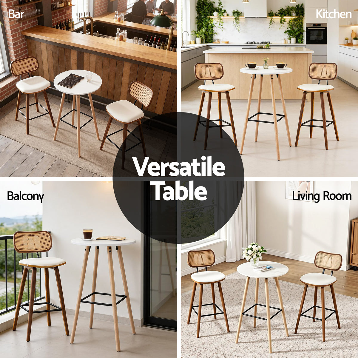 Round Bar Table | 98cm Height | Kitchen Counter Dining Table | White