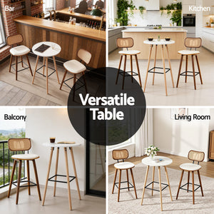 Round Bar Table | 98cm Height | Kitchen Counter Dining Table | White