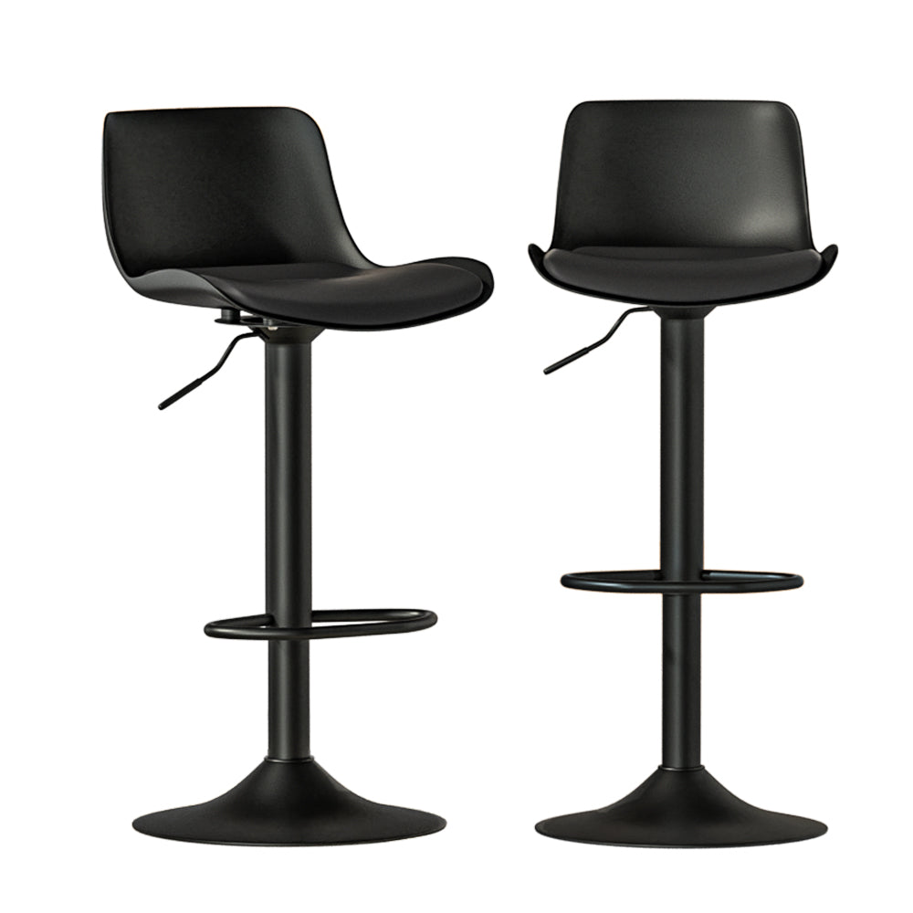 2x Bar Stools | Padded Seat | Gas Lift | Black