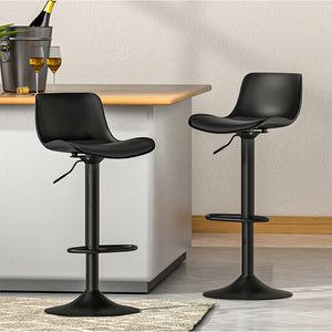 4x Bar Stools | Padded Seat | Gas Lift | Black Finish