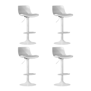 4x Bar Stools | Kitchen Swivel | Gas Lift | Leather Dining Chairs | White