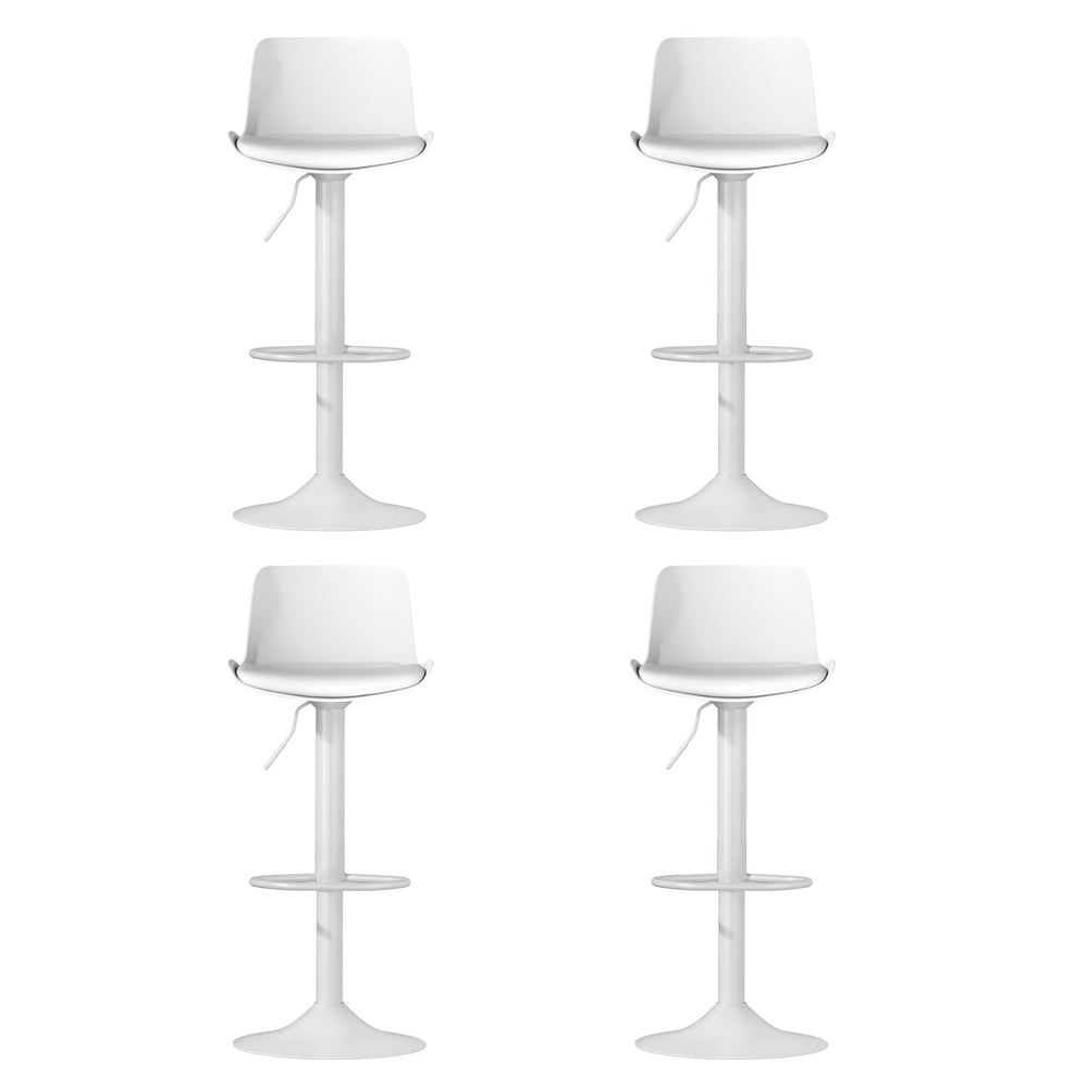4x Bar Stools | Kitchen Swivel | Gas Lift | Leather Dining Chairs | White