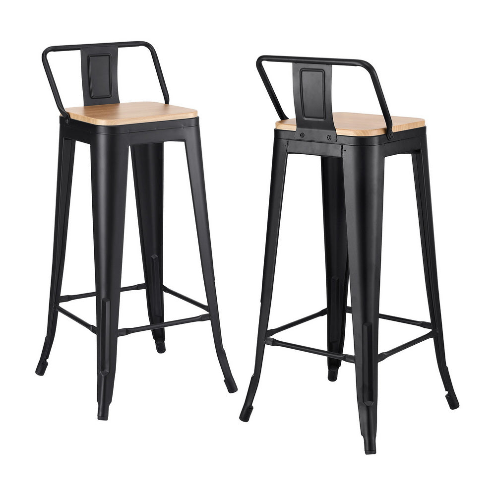 Bar Stools Set 2pc | Stackable Metal Counter Stools | Black