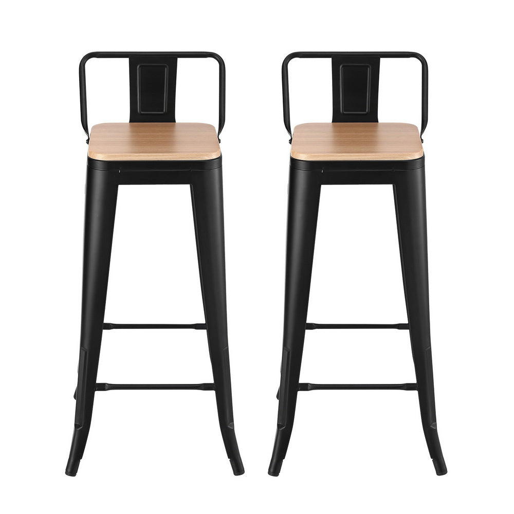 Bar Stools Set 2pc | Stackable Metal Counter Stools | Black