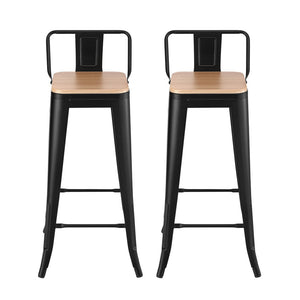 Bar Stools Set 2pc | Stackable Metal Counter Stools | Black
