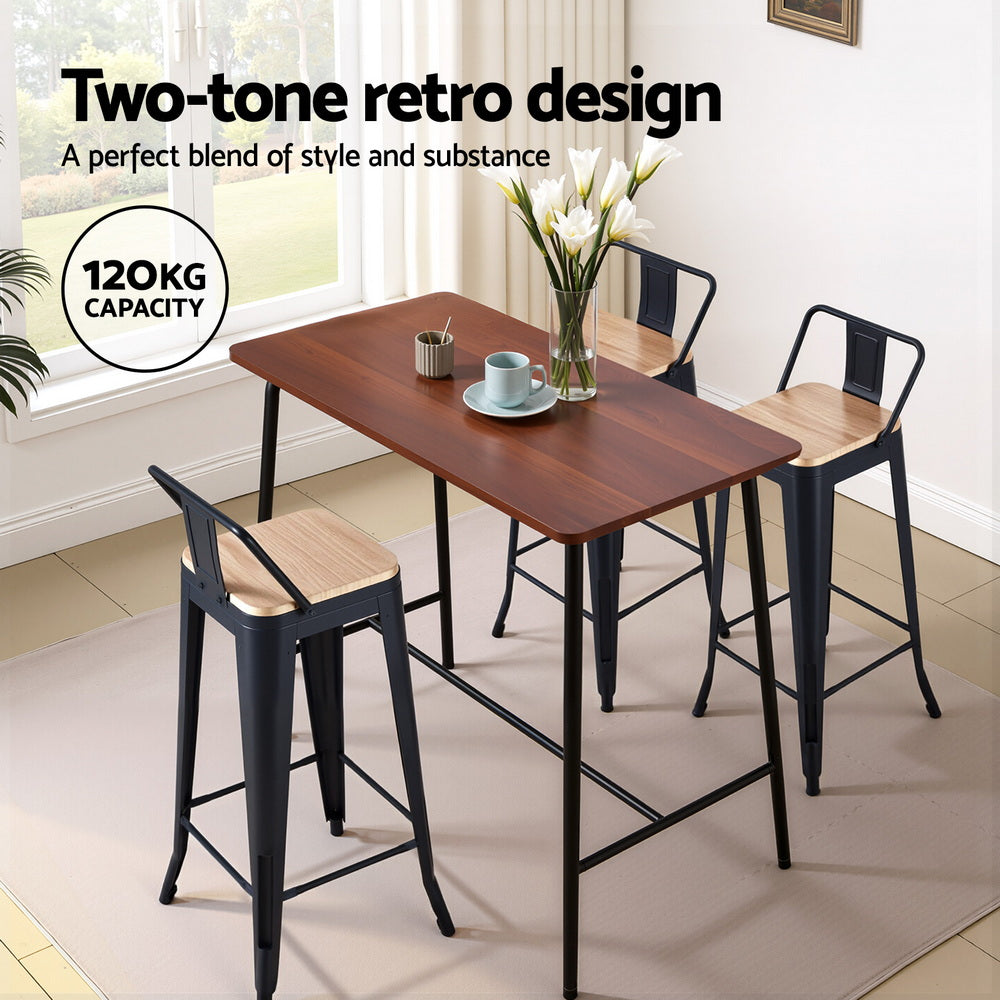 Bar Stools Set 2pc | Stackable Metal Counter Stools | Black