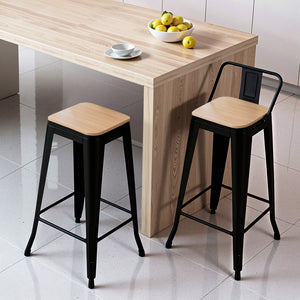Bar Stools Set 2pc | Stackable Metal Counter Stools | Black