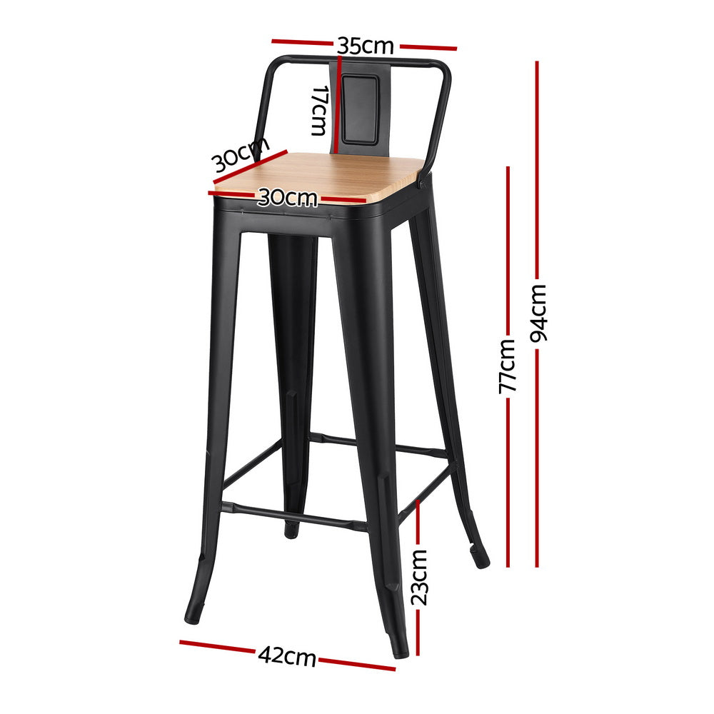 Bar Stools Set 4pc | Stackable Metal Counter Stools | Black