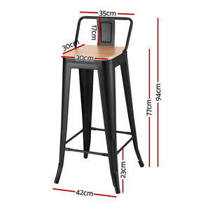 Bar Stools Set 4pc | Stackable Metal Counter Stools | Black