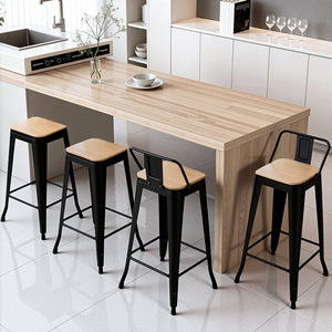 Bar Stools Set 4pc | Stackable Metal Counter Stools | Black