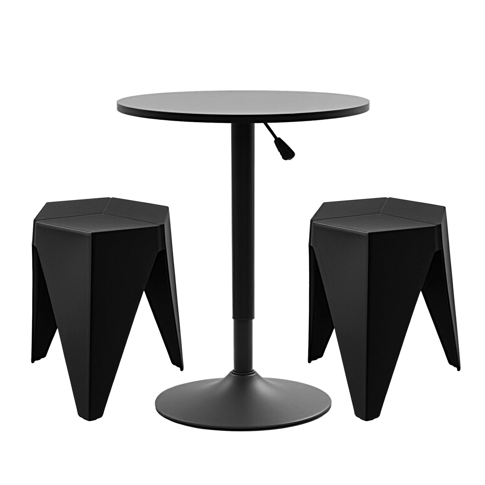 Bar Table & Stools Set | 3 Piece Cafe Style Dining Set | Black
