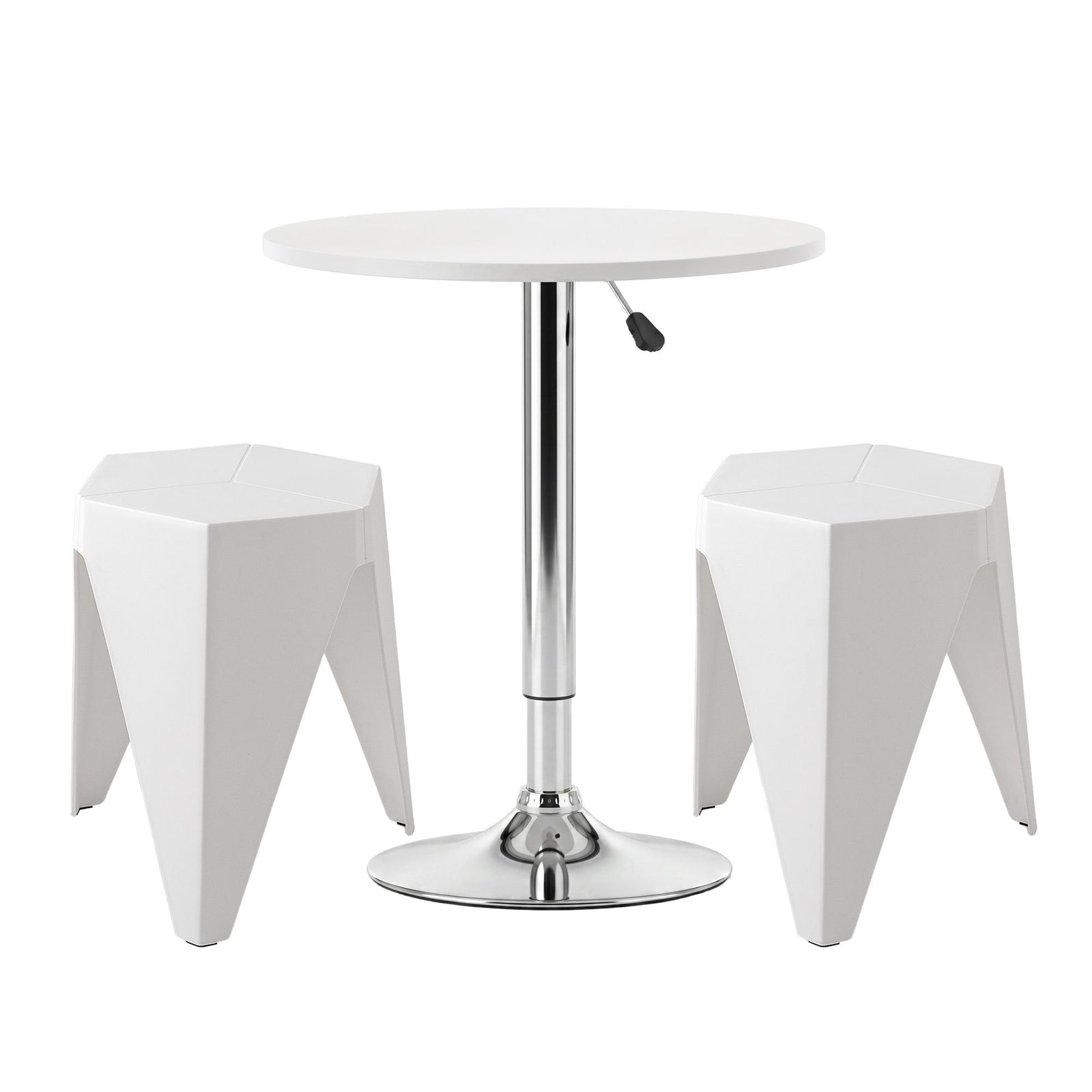 Bar Table & Stools Set | 3 Piece Cafe Style Dining Set | White