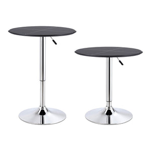 Artiss Bar Stools and Table Set 3PCS Dining Desk Kitchen Chair PVC Leather Black