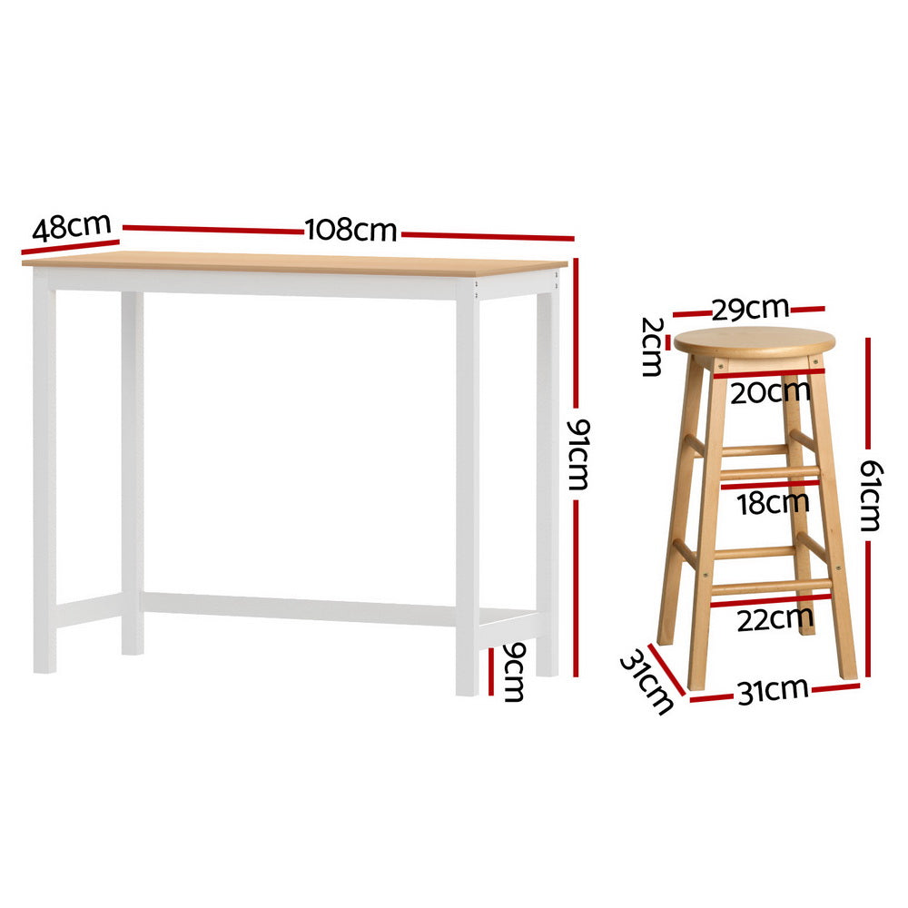 Artiss Bar Table & Stools Set | Dining Desk | Kitchen Chairs | Cafe Pub | Modern