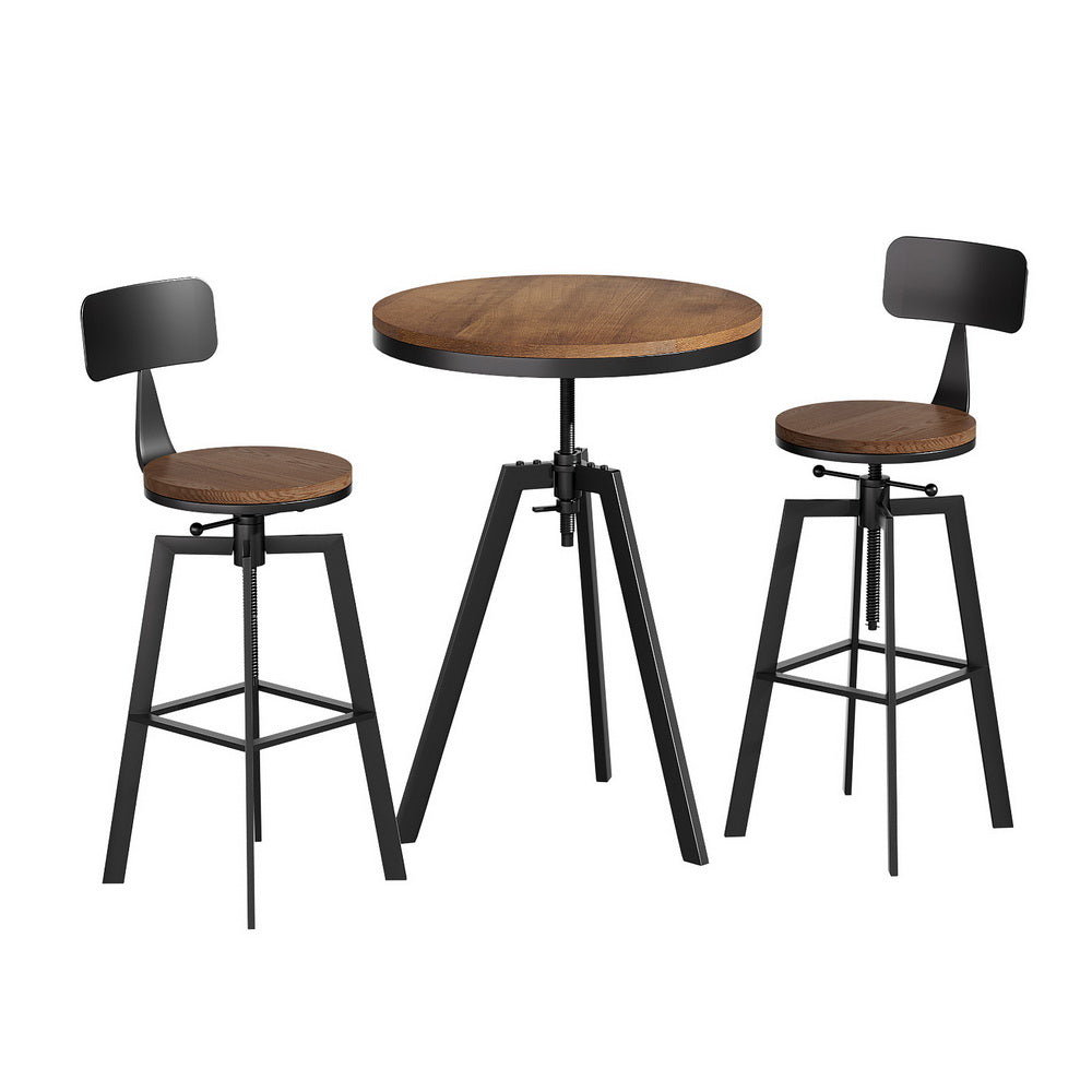 Artiss Bar Table & Stools Set | Dining Desk | Industrial | Kitchen Chairs | Pub Style
