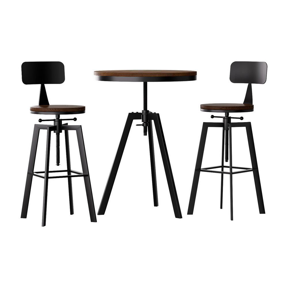Artiss Bar Table & Stools Set | Dining Desk | Industrial | Kitchen Chairs | Pub Style