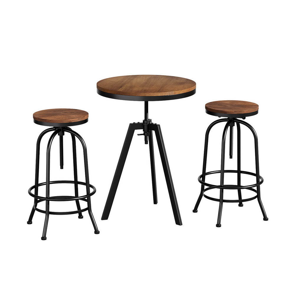 Artiss Bar Table & Stools Set | Dining Desk | Industrial | Kitchen Chairs | Cafe Pub