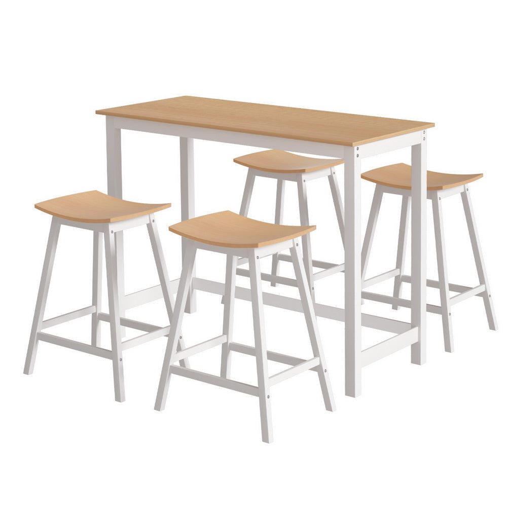 Artiss Bar Table & Stools Set | Dining Desk | Solid Wood | Kitchen Chairs | Cafe Pub