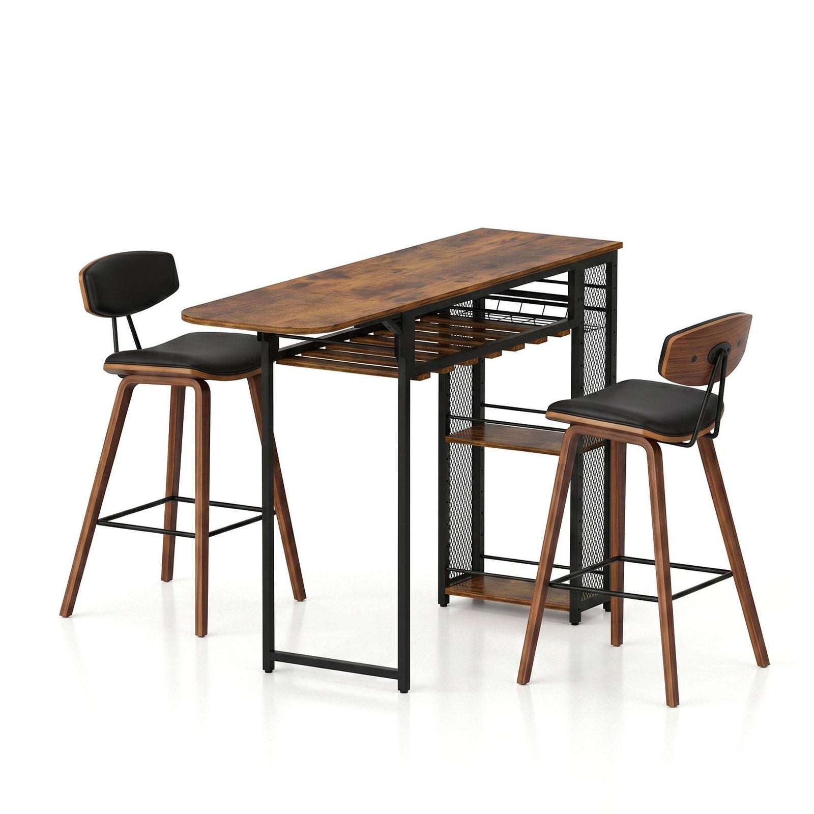 Bar Table & Stools Set | 3 Piece Solid Wood Dining Set
