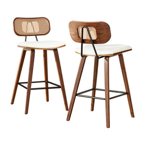 Artiss Bar Stools | 2X Rattan Kitchen Counter | PU Leather Padded