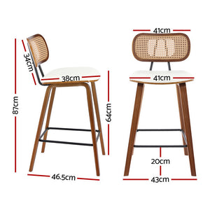 Artiss Bar Stools | 2X Rattan Kitchen Counter | PU Leather Padded