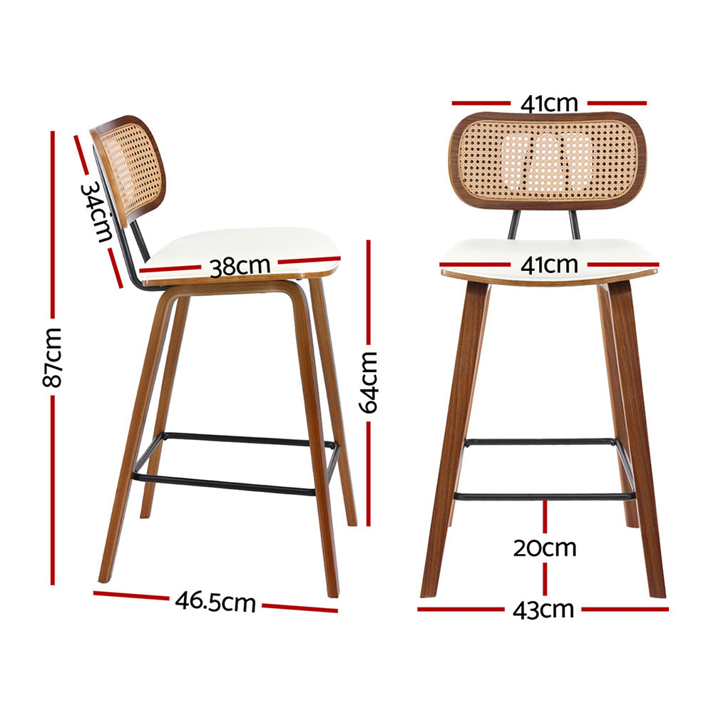 Artiss Bar Stools | 4X Rattan Kitchen Counter | PU Leather Padded