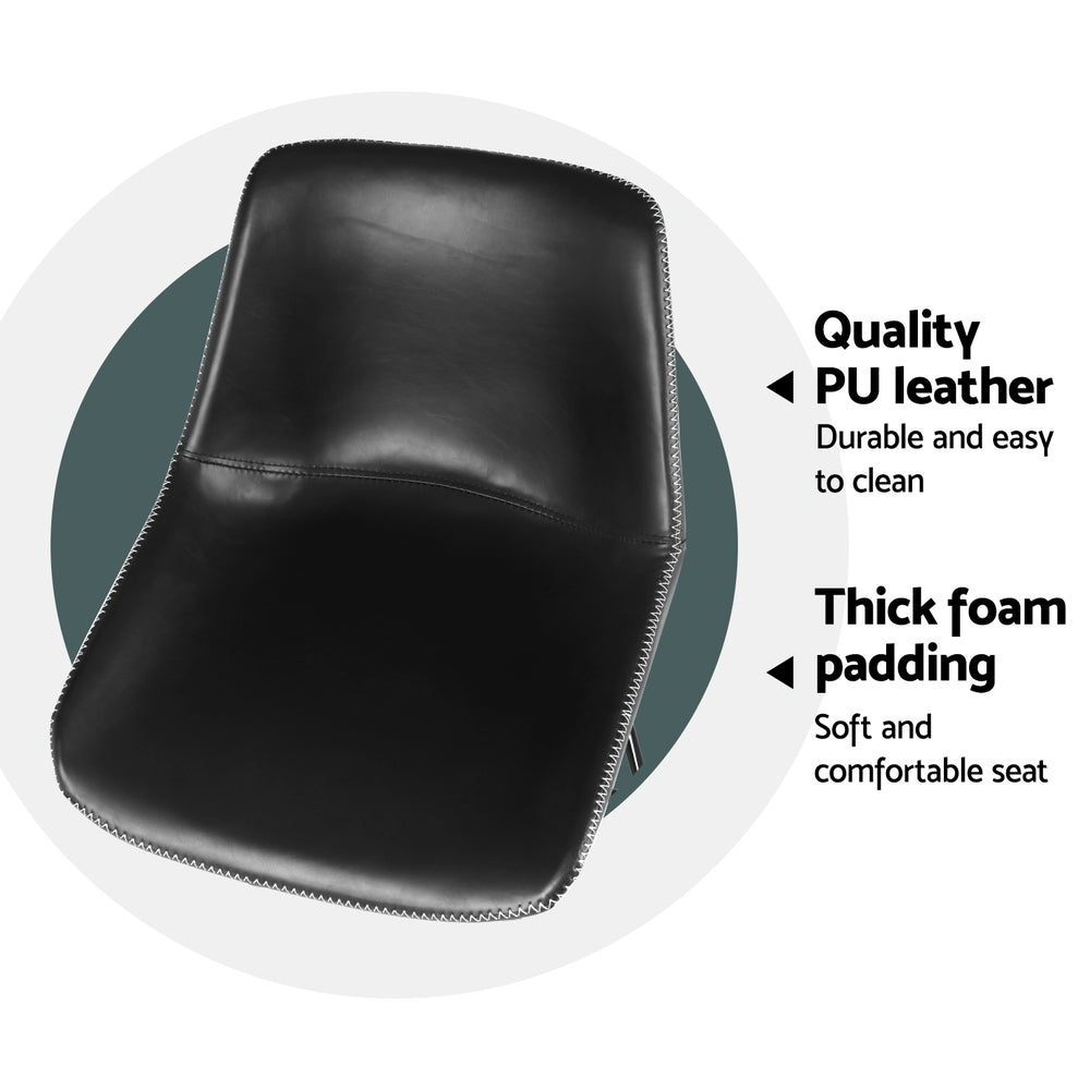 4x Bar Stools | Leather Padded | Metal Legs | Black