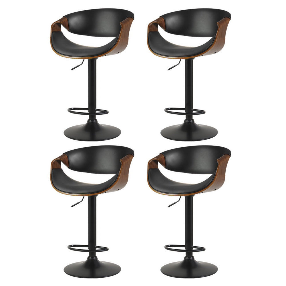 4x Bar Stools | Gas Lift | Leather w/Armrest | Adjustable Height
