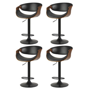 4x Bar Stools | Gas Lift | Leather w/Armrest | Adjustable Height