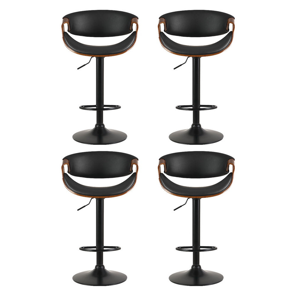 4x Bar Stools | Gas Lift | Leather w/Armrest | Adjustable Height