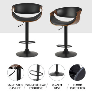 4x Bar Stools | Gas Lift | Leather w/Armrest | Adjustable Height