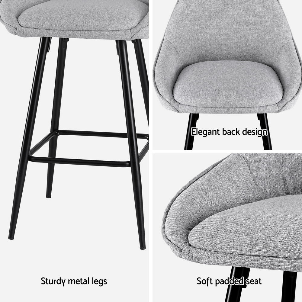 Artiss Bar Stools | 2 Pack | Upholstered Stool | Counter Seat | Kitchen Dining Chairs