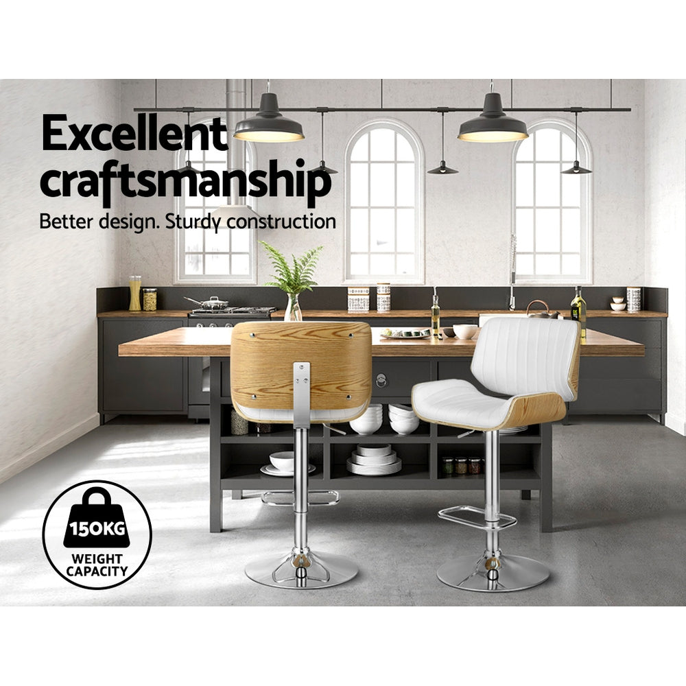 2x Bar Stools | Adjustable | Leather Chairs