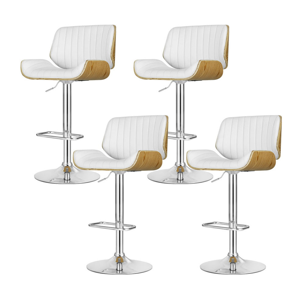 4x Bar Stools | Adjustable Leather Chairs | Ergonomic Design