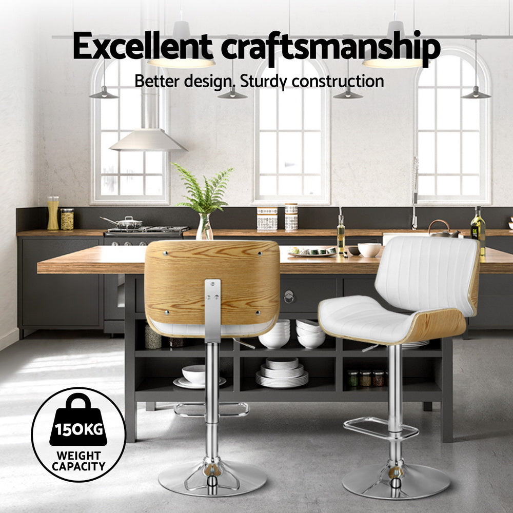 4x Bar Stools | Adjustable Leather Chairs | Ergonomic Design