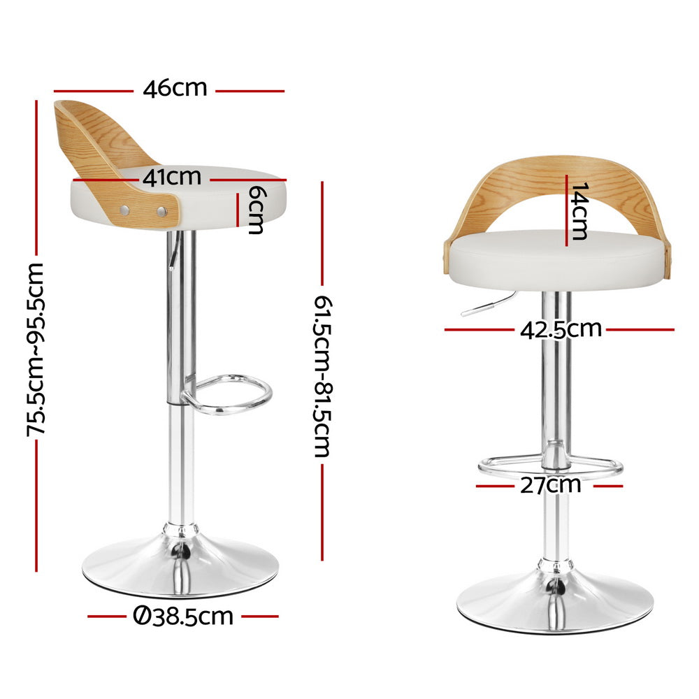 4x Bar Stools | Adjustable Leather | Padded | White Finish