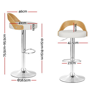 4x Bar Stools | Adjustable Leather | Padded | White Finish