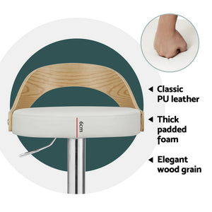 4x Bar Stools | Adjustable Leather | Padded | White Finish