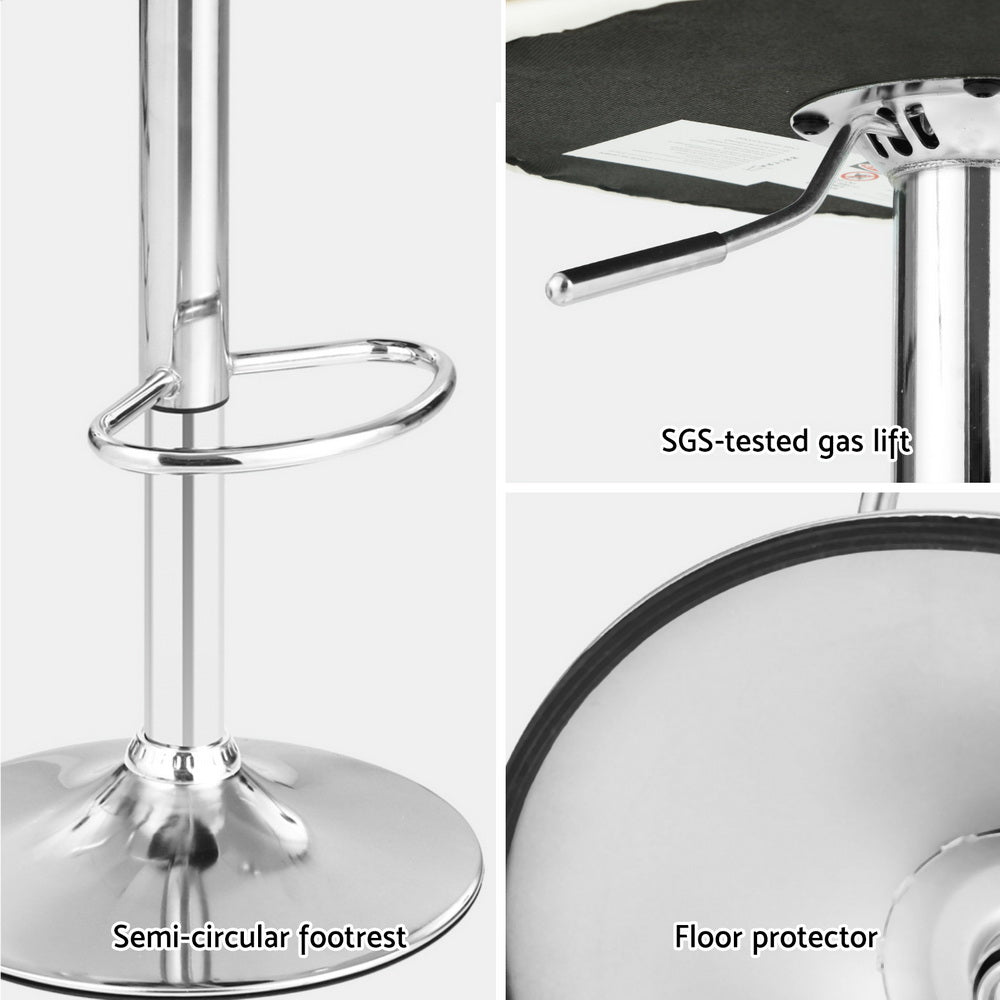 4x Bar Stools | Adjustable Leather | Padded | White Finish