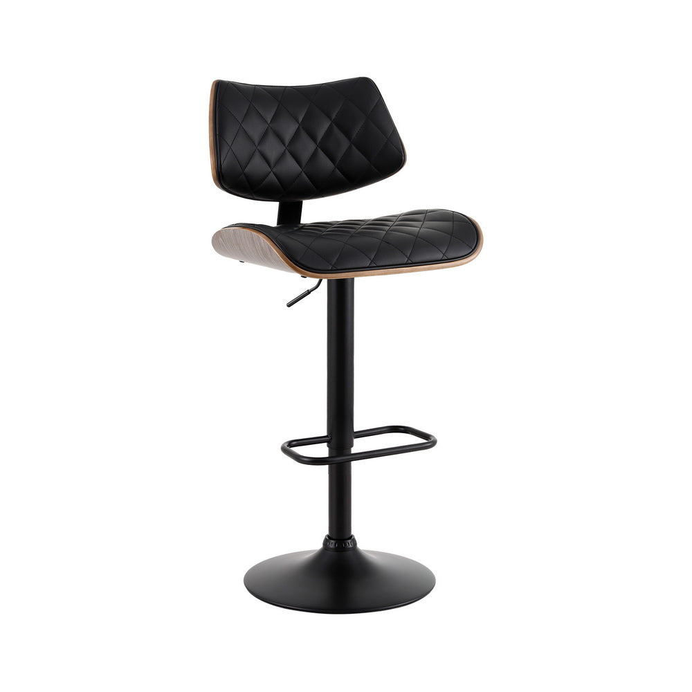 Artiss Bar Stools | Kitchen Dining Chairs | Gas Lift Stool | Wooden Leather | Black