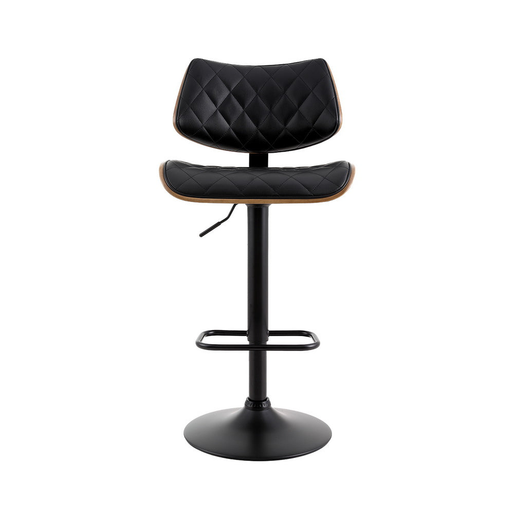 Artiss Bar Stools | Kitchen Dining Chairs | Gas Lift Stool | Wooden Leather | Black
