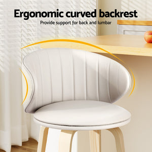 4x Artiss Bar Stools | Dining Chairs | Contoured Leather | Wood Stool | Adjustable Height