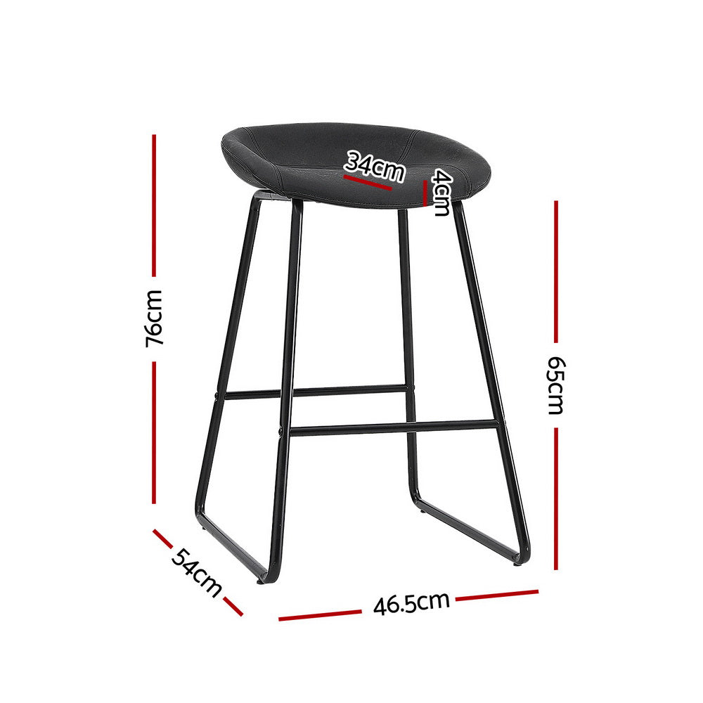4x Bar Stools | Kitchen Dining Chairs | Counter Stool | PU Leather | Metal Finish