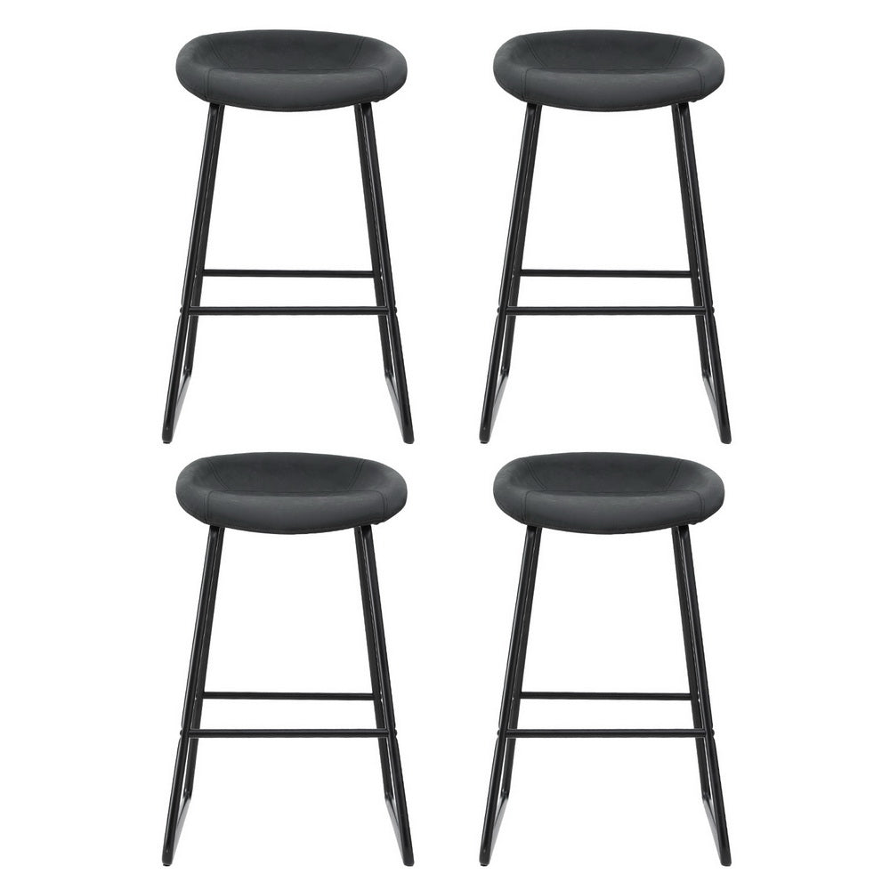 4x Bar Stools | Kitchen Dining Chairs | Counter Stool | PU Leather | Metal Finish