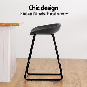 4x Bar Stools | Kitchen Dining Chairs | Counter Stool | PU Leather | Metal Finish