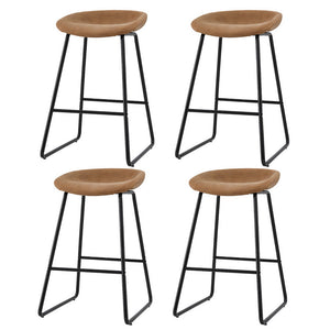 4x Bar Stools | Kitchen Dining Chairs | Counter Stool | PU Leather | Metal | Brown