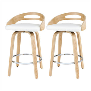 Artiss Bar Stools | 2 Pack | Swivel Dining Chairs | Low Back | Counter Seat | PU Cushion