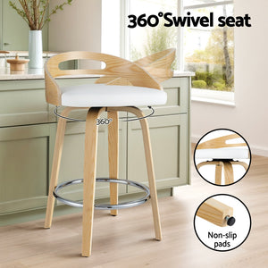 Artiss Bar Stools | 2 Pack | Swivel Dining Chairs | Low Back | Counter Seat | PU Cushion