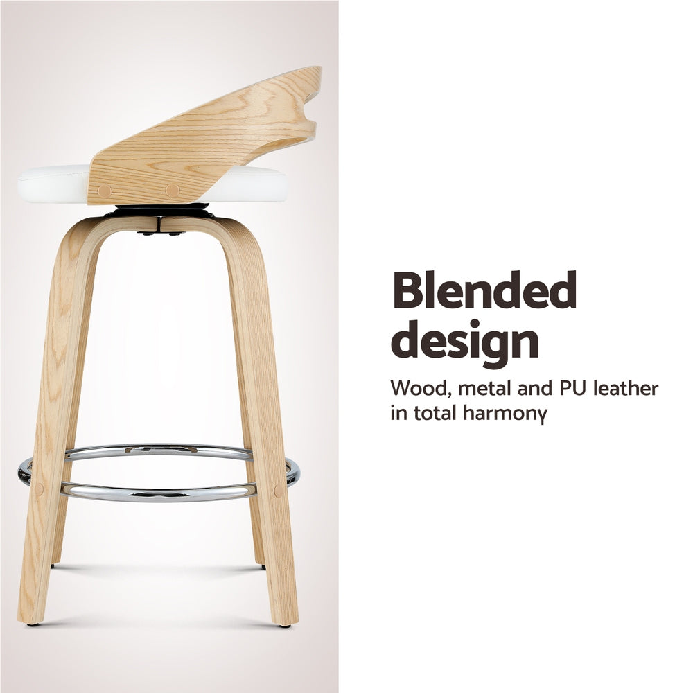 Artiss Bar Stools | 2 Pack | Swivel Dining Chairs | Low Back | Counter Seat | PU Cushion